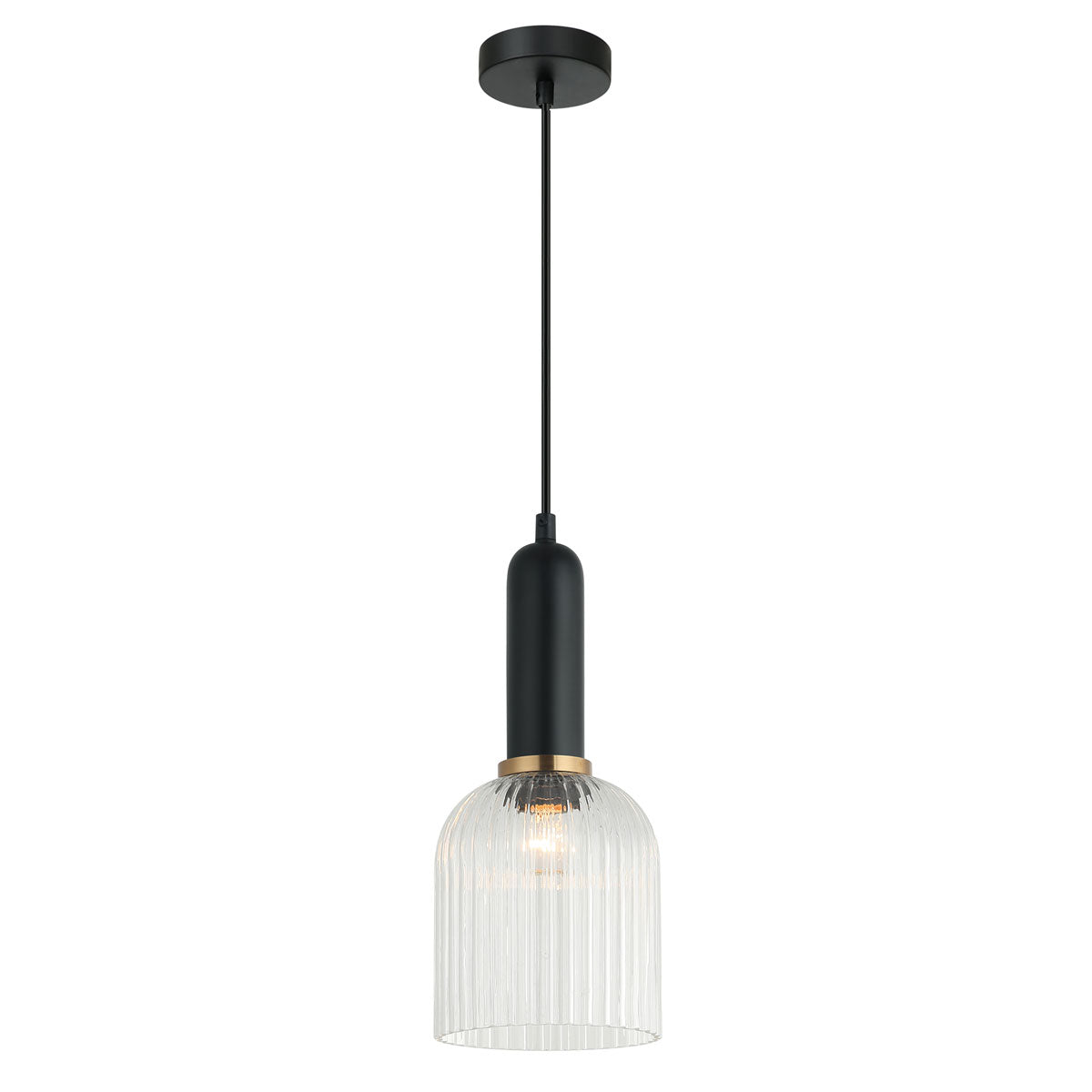 Vintaj 1 Light Interior Ellipse Ribbed Glass Pendant Light