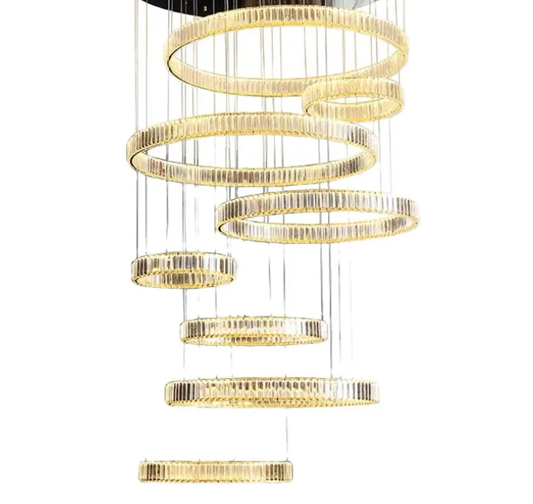 Rozanno 8 Ring Pendant - Chrome - Tri-Colour -Chrome