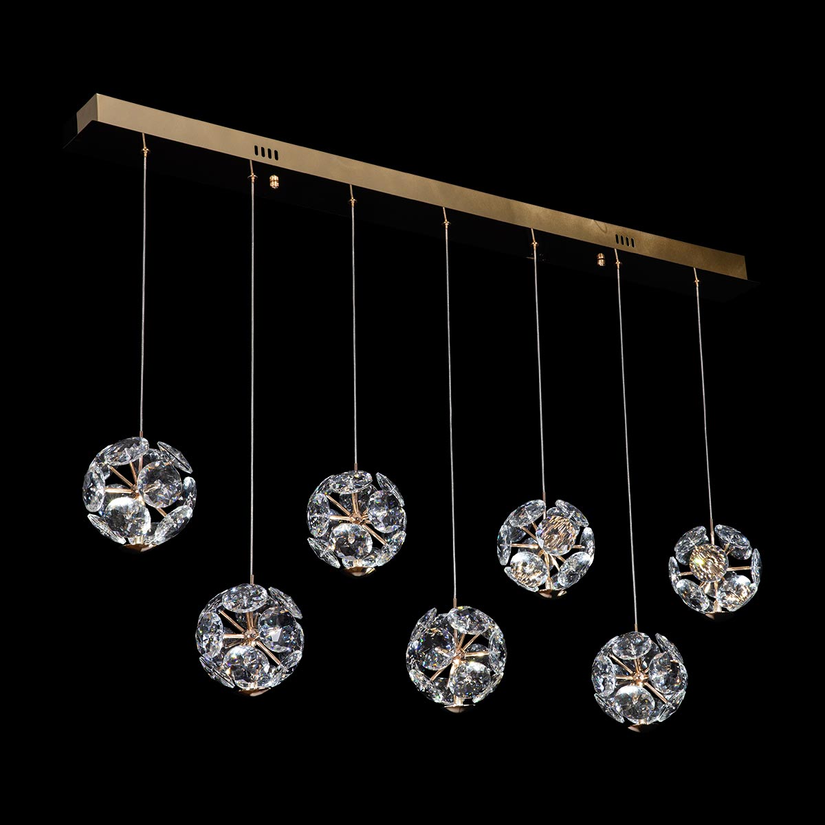 Astrid Crystal Floral Ball Linear Pendant Light - 1200mm