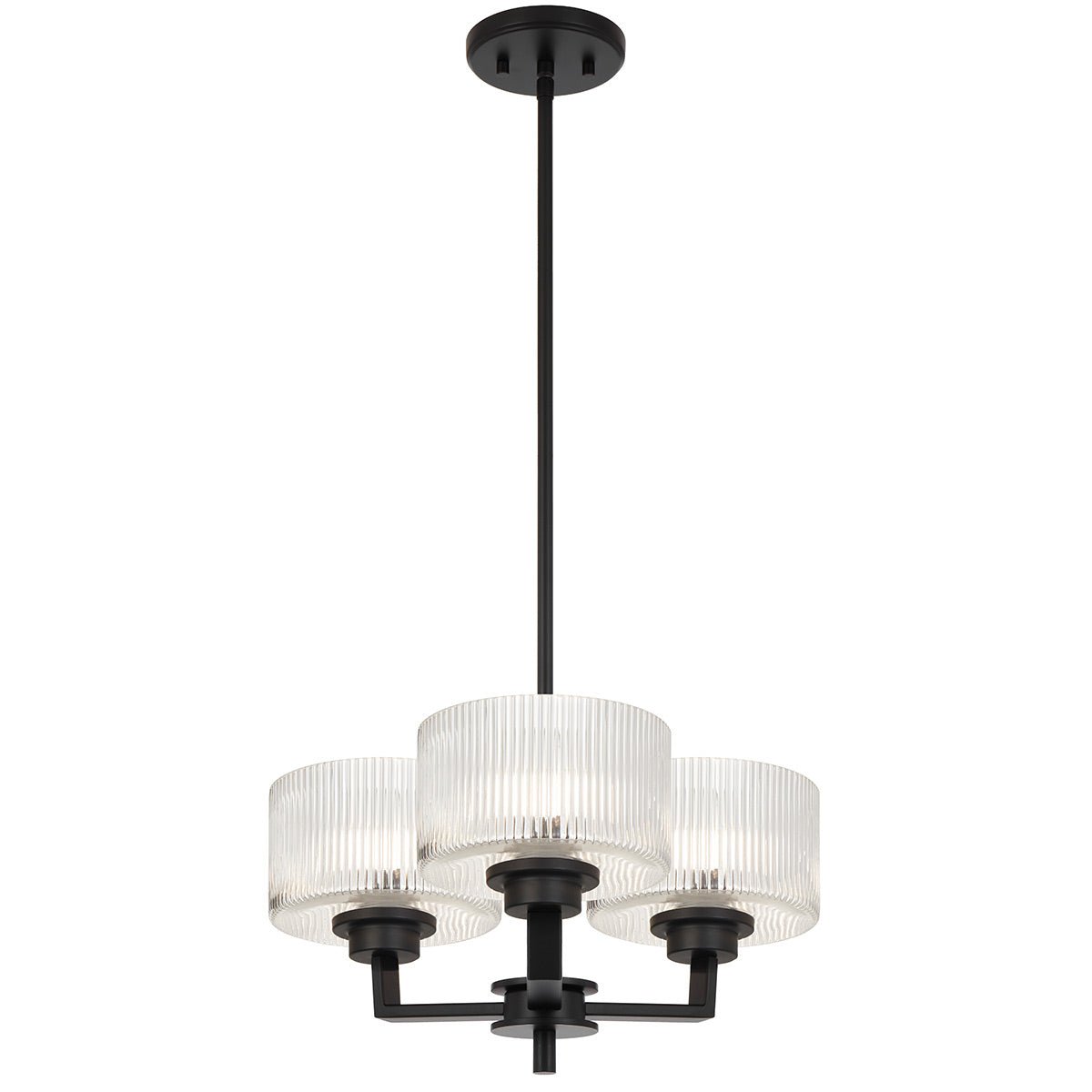 Moreno II 3-Light Pendant with Ribbed Glass