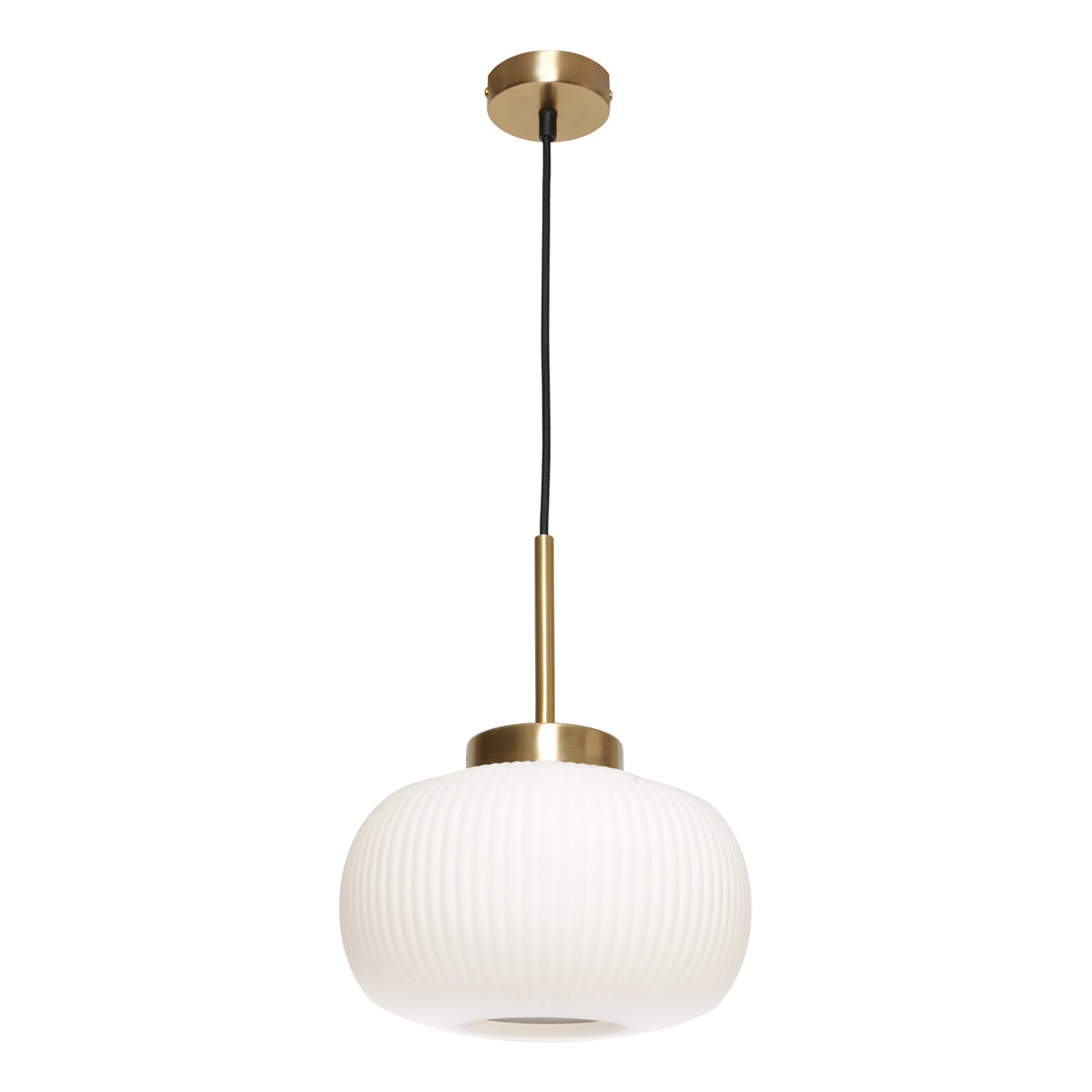 Hutton Pendant Light with White Ribbed Glass