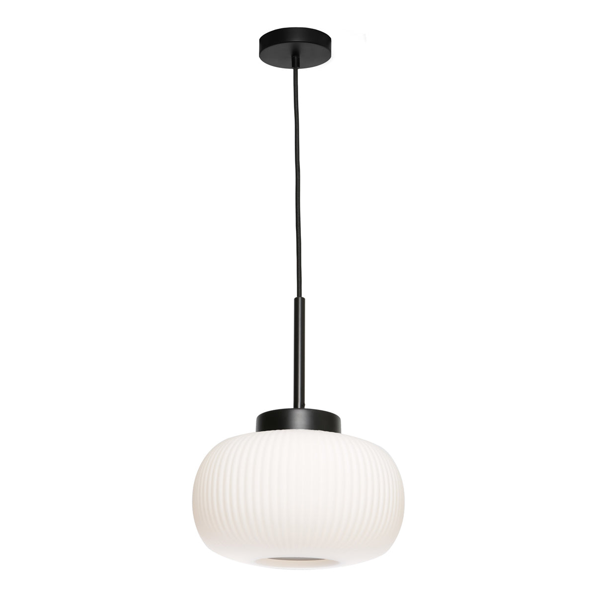 Hutton Pendant Light with White Ribbed Glass