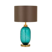 Manolo Table Lamp Aqua Glass with Elegant Accents