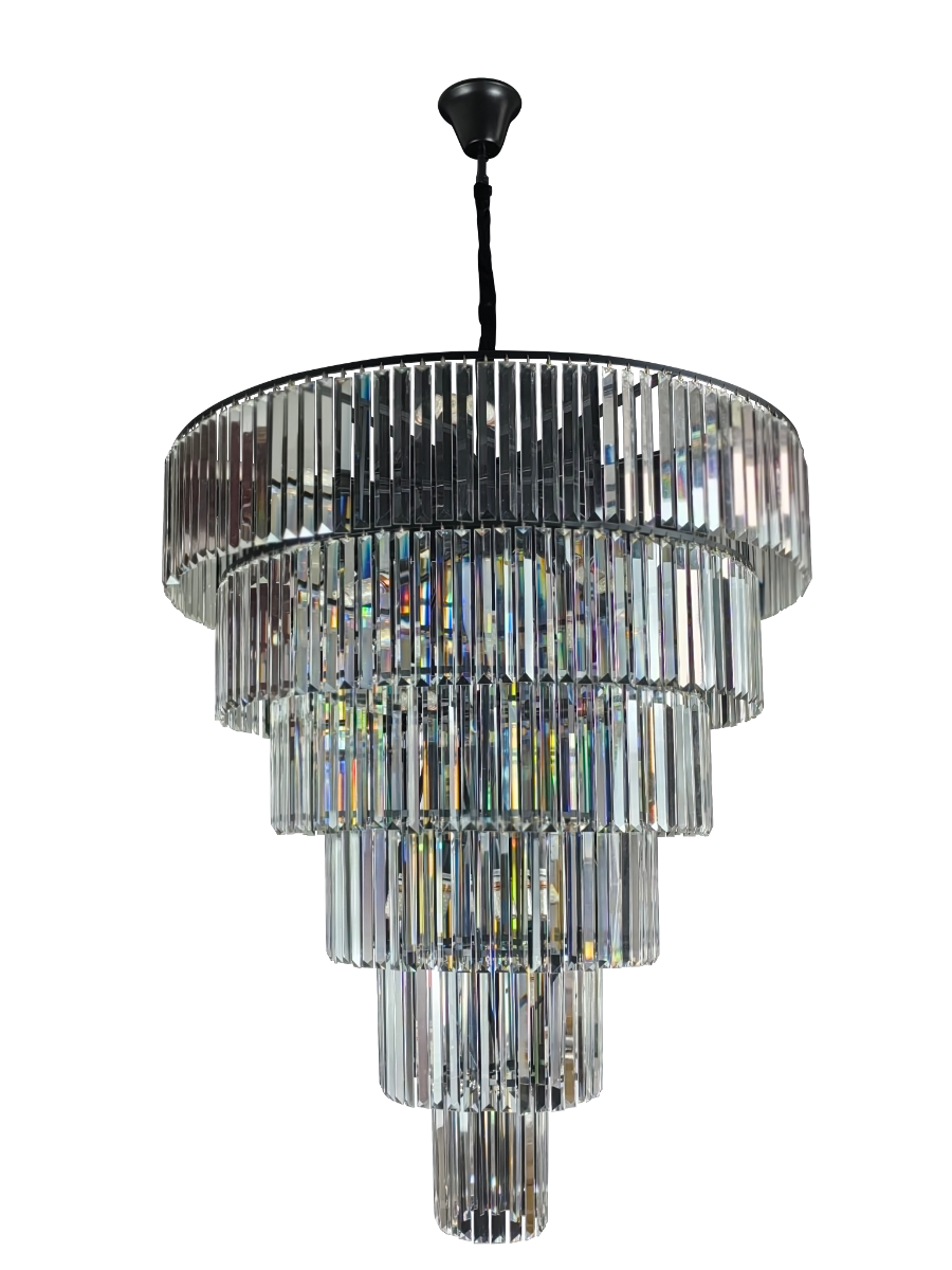 Marinello 6 Tier Crystal Chandelier with  26 Lights - Black Frame