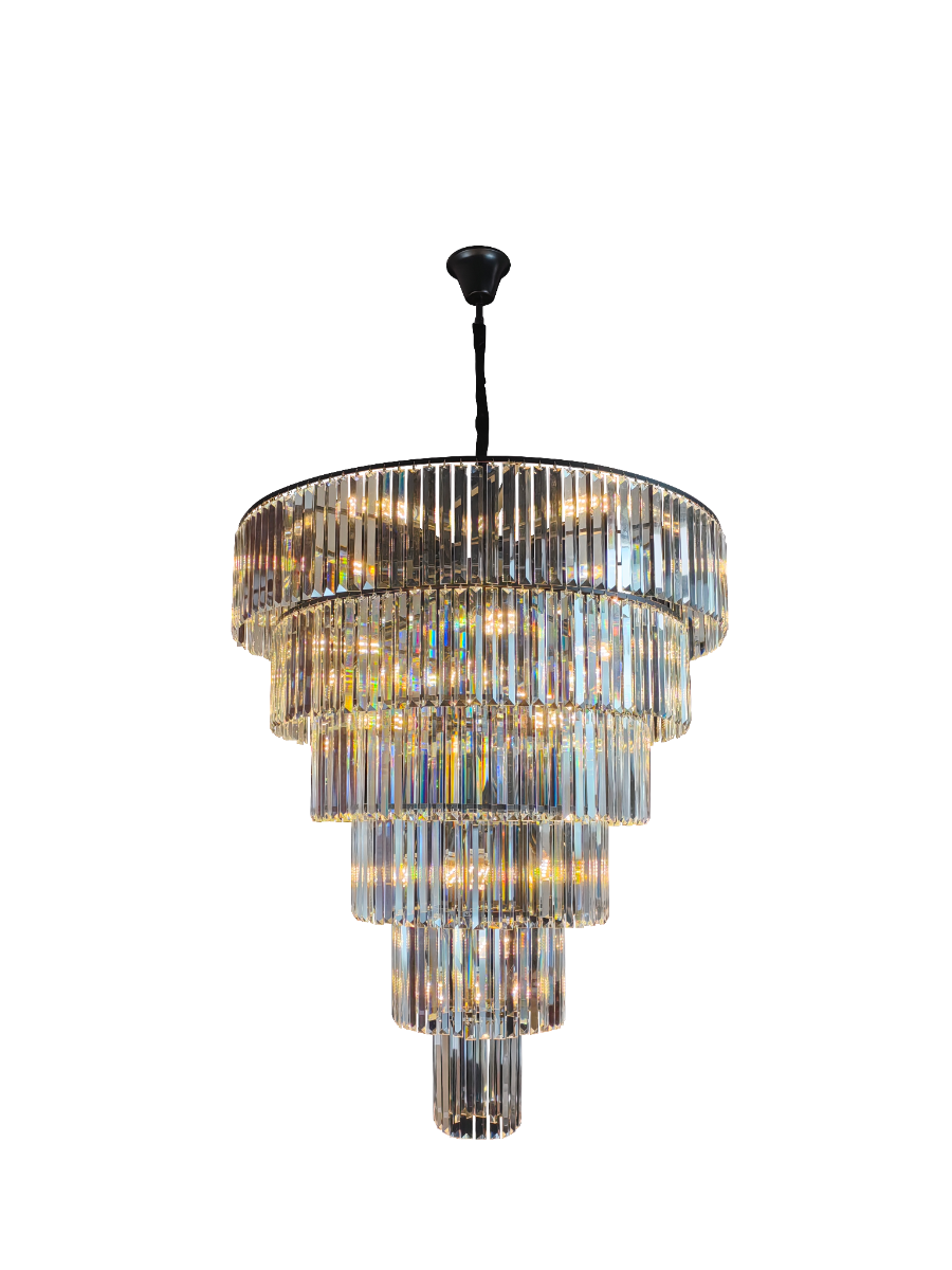 Marinello 6 Tier Crystal Chandelier with  26 Lights - Black Frame