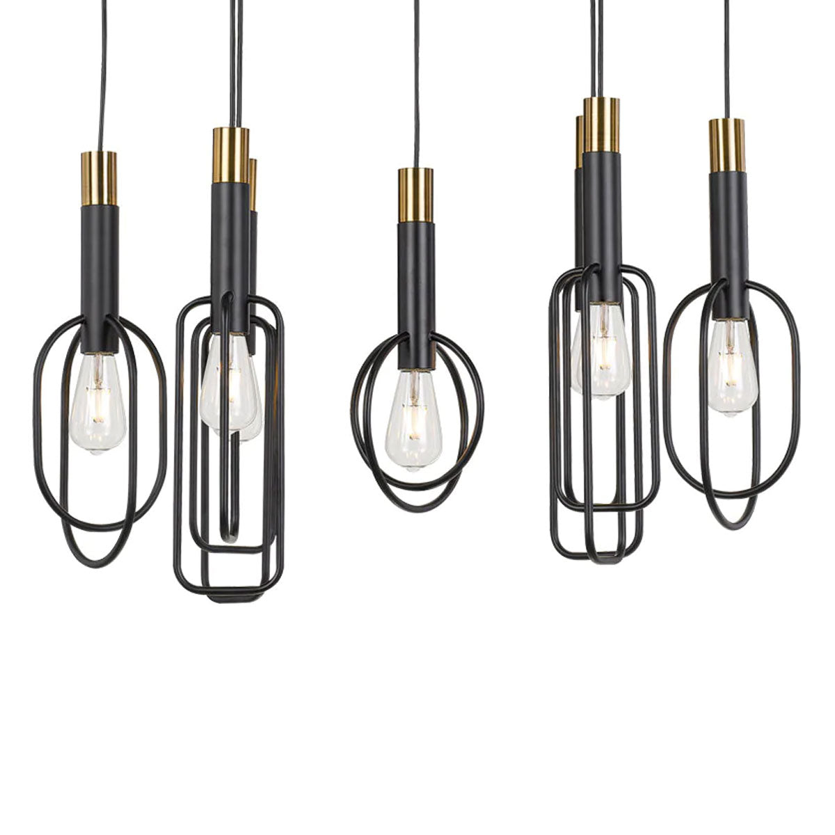 Marvin 7 Pendant Light - Industrial Style with Gold Trim