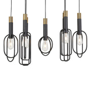 Marvin 7 Pendant Light - Industrial Style with Gold Trim