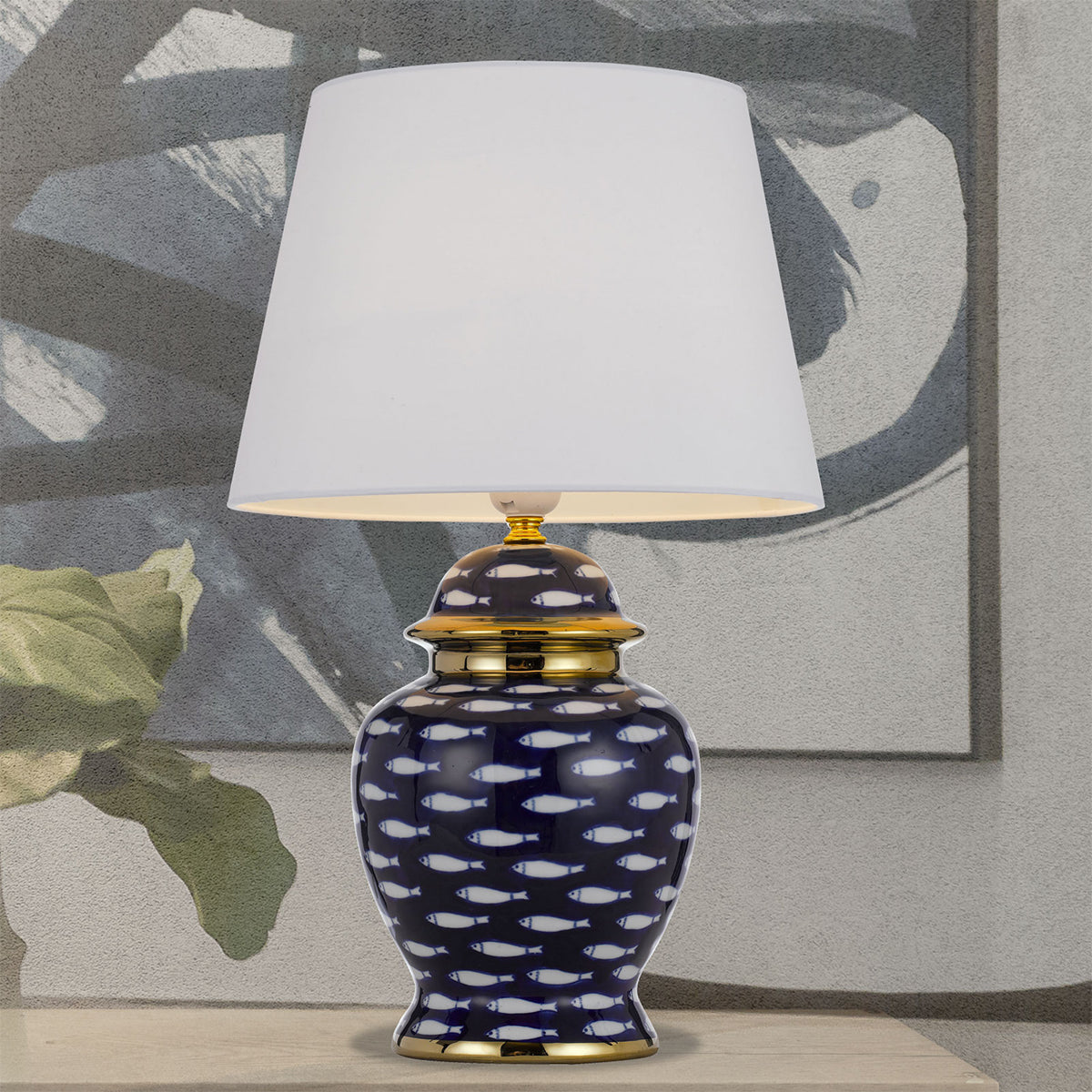 Masu Fish Table Lamp with Ornamental Design