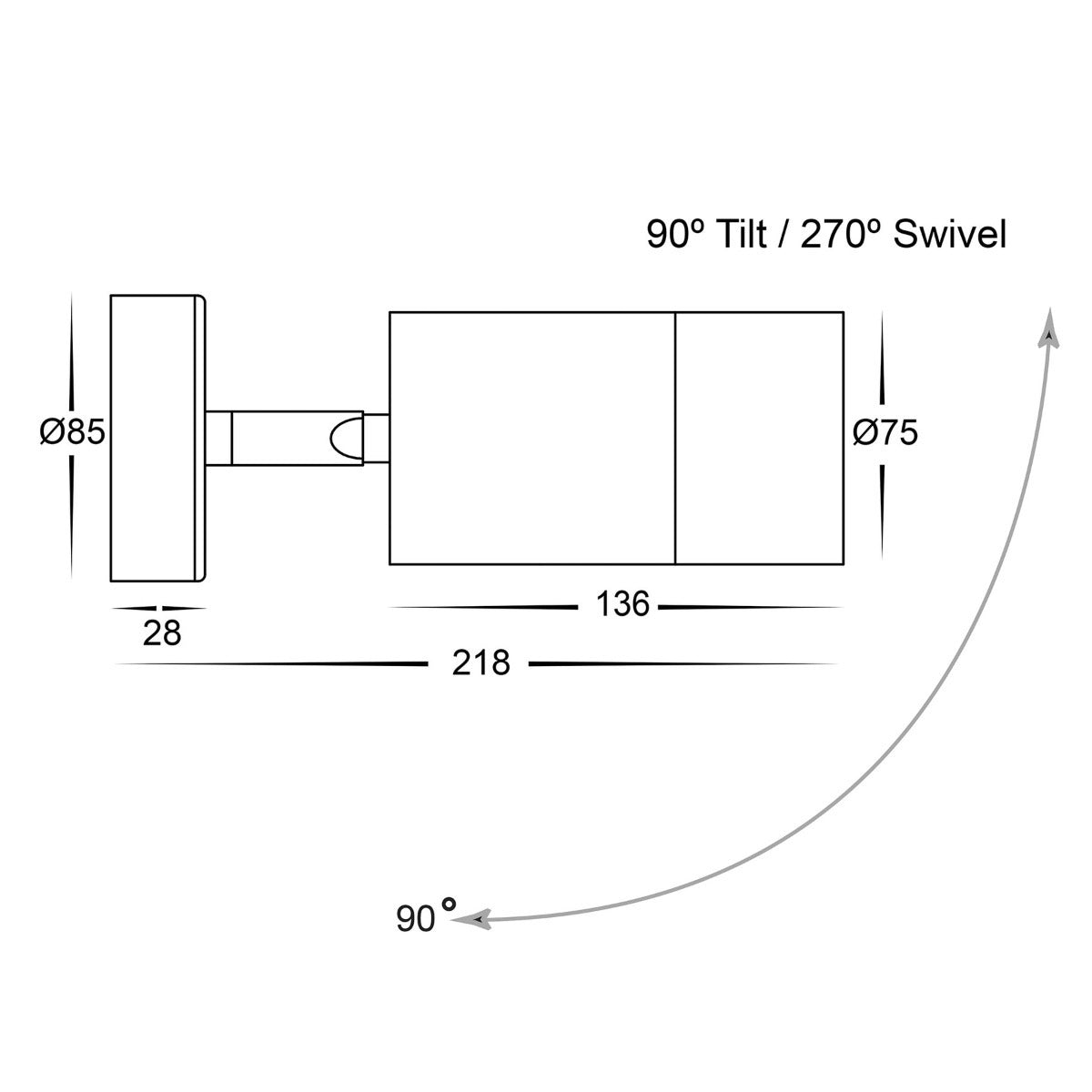 Maxi Tivah Adjustable Outdoor LED Wall Light - 12W