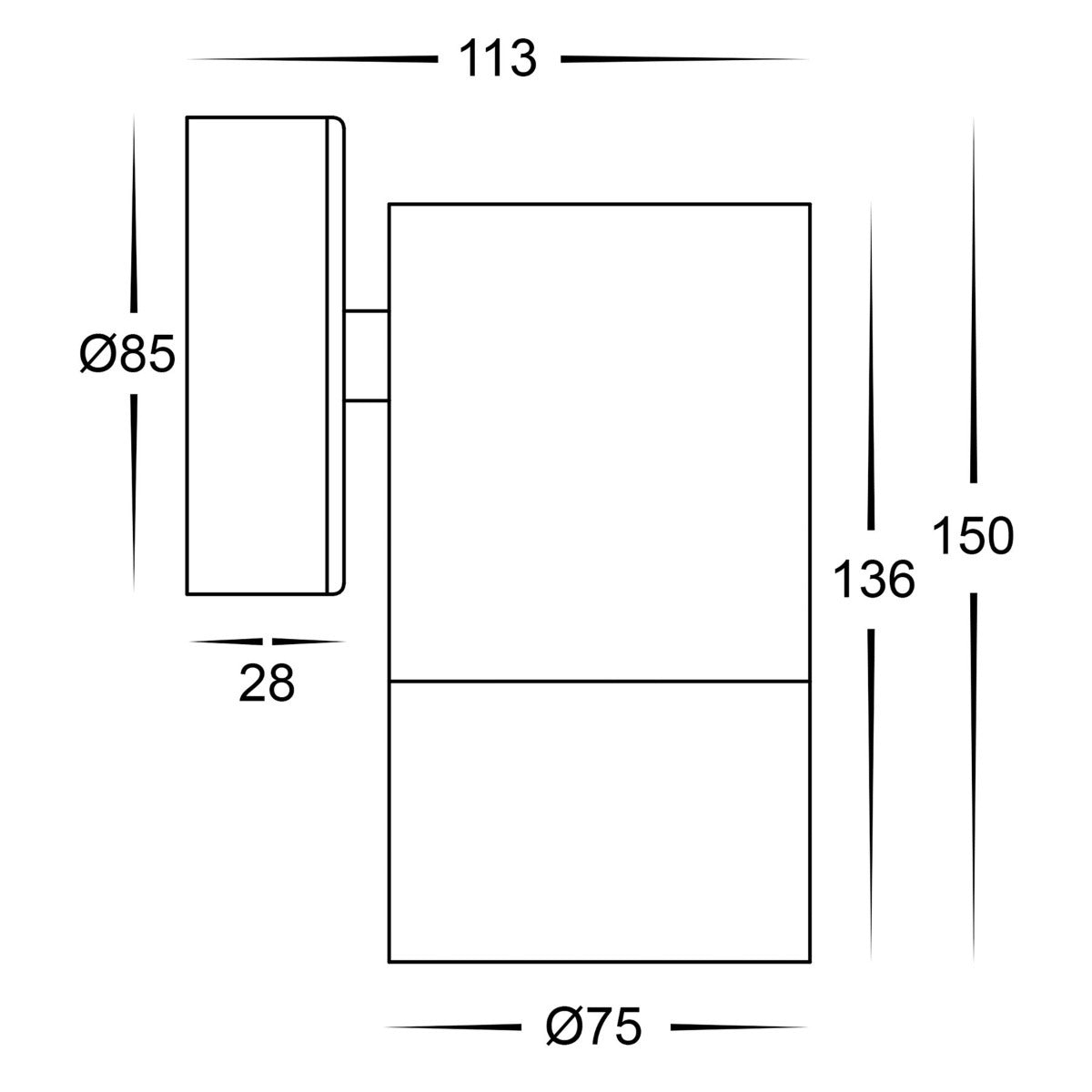 Maxi Tivah Fixed Down Outdoor LED Wall Light - 12W
