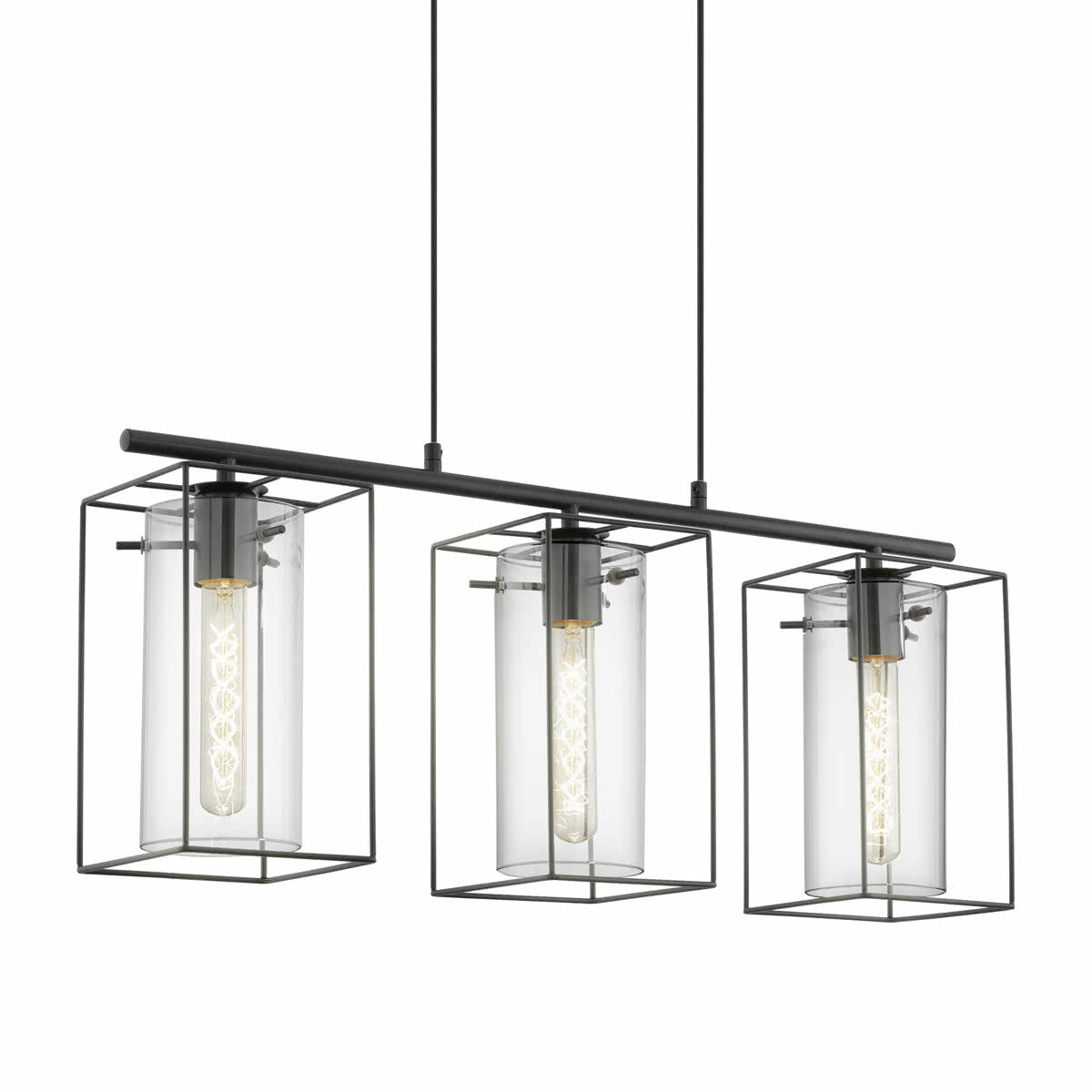 Loncino Glass and Steel 3 Light Pendant