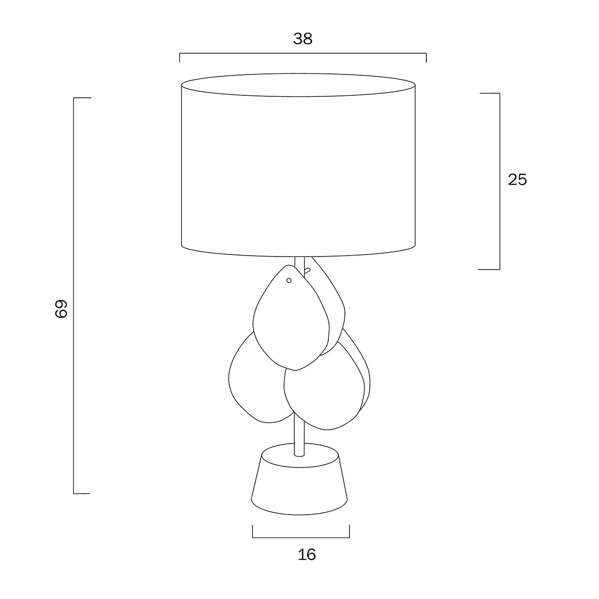 Melania Table Lamp with Fabric Shade & Glass Detail