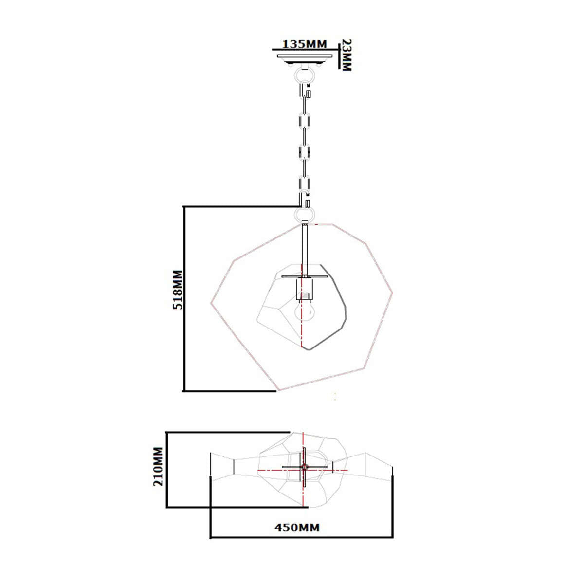 Meteora Stainless Steel Pendant Light