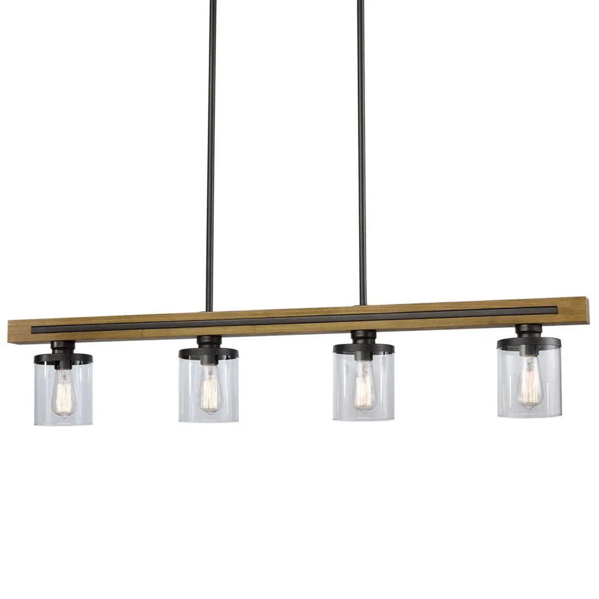 Meti Chestnut Wood Bar Clear Glass Pendant Light