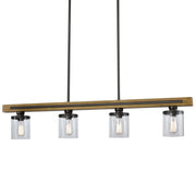 Meti Chestnut Wood Bar Clear Glass Pendant Light