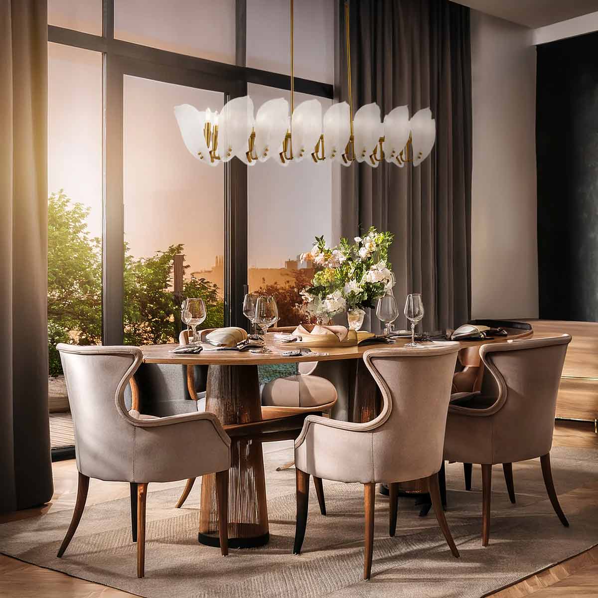 Monte 16 Light Brass Pendant Light with Frosted Glass