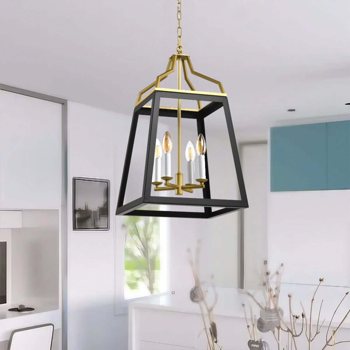 Montreal 4 Light Pendant Light with Iron Frame