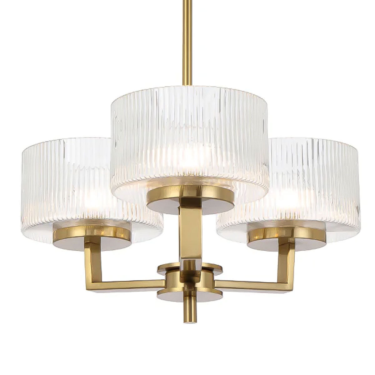 Moreno 3-Light Iron & Ribbed Glass Pendant Light