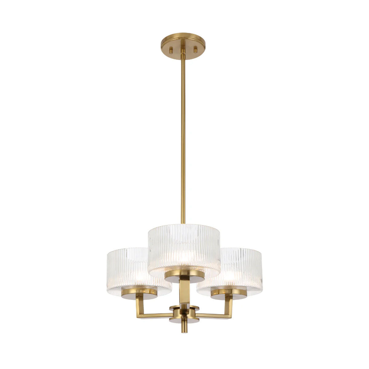 Moreno 3-Light Iron & Ribbed Glass Pendant Light