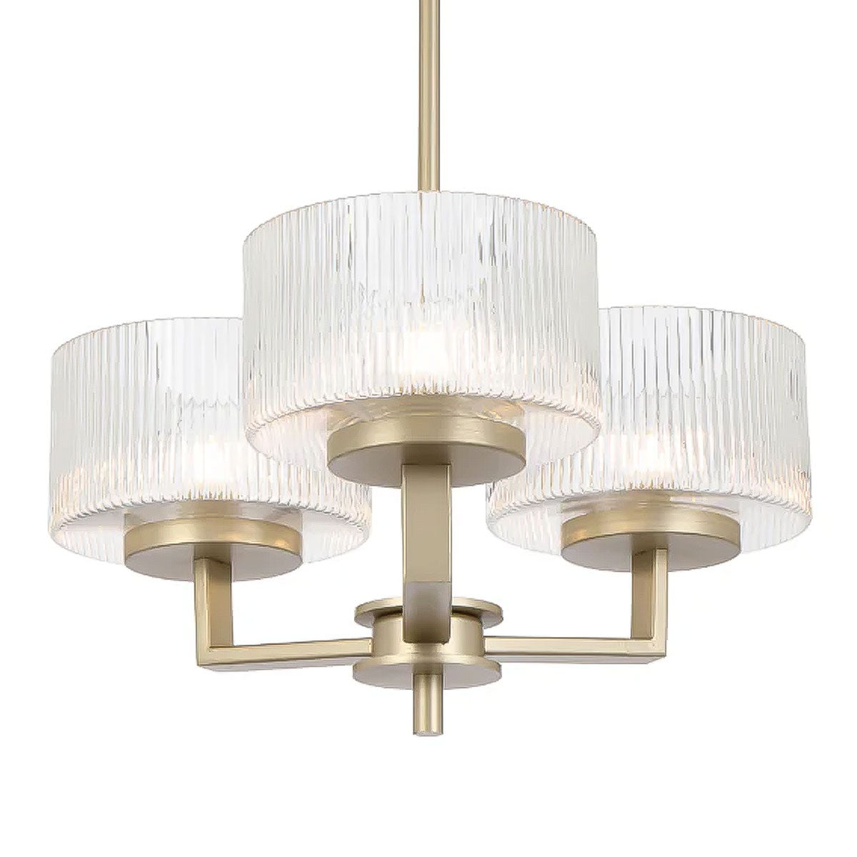 Moreno 3-Light Iron & Ribbed Glass Pendant Light