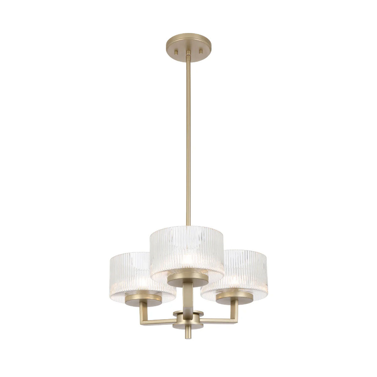 Moreno 3-Light Iron & Ribbed Glass Pendant Light