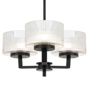 Moreno 3-Light Iron & Ribbed Glass Pendant Light