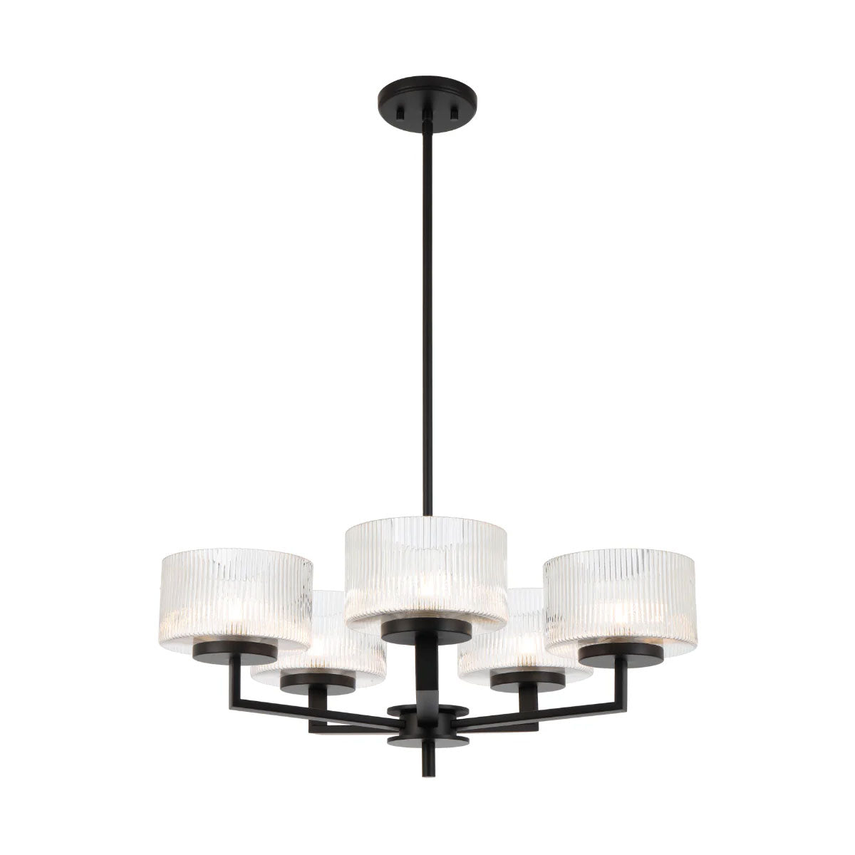 Moreno 5-Light Pendant Light €“ Ribbed Glass and Iron