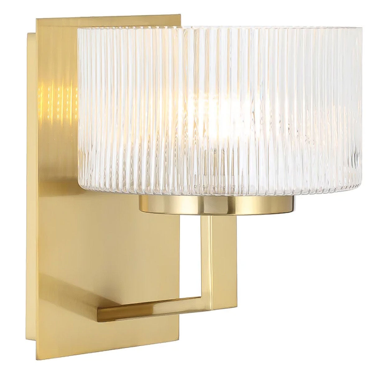 Moreno Iron & Ribbed Glass Round Wall Light