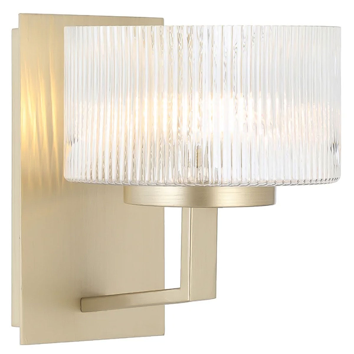 Moreno Iron & Ribbed Glass Round Wall Light