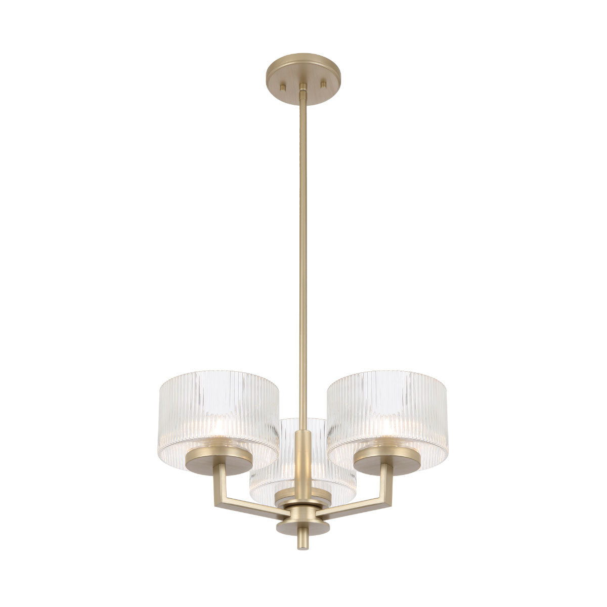Moreno 3-Light Iron & Ribbed Glass Pendant Light