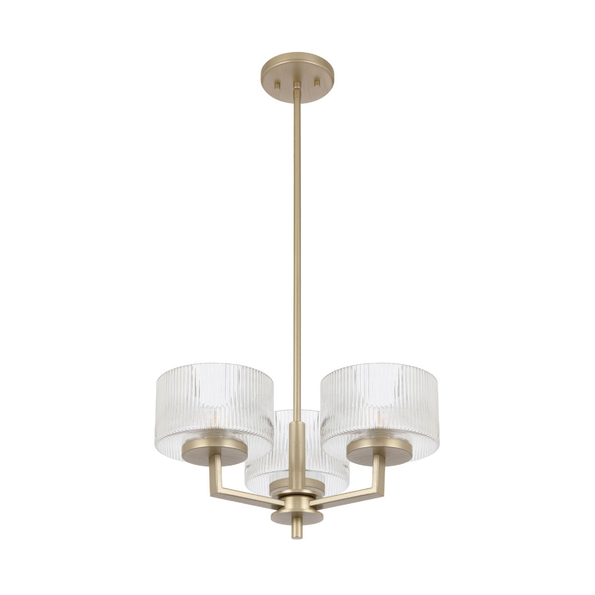 Moreno 3-Light Iron & Ribbed Glass Pendant Light