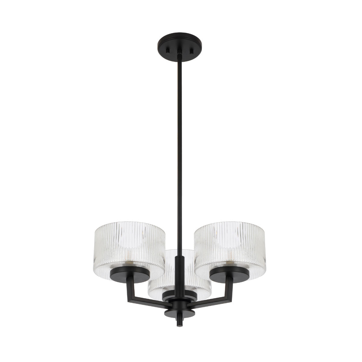 Moreno 3-Light Iron & Ribbed Glass Pendant Light