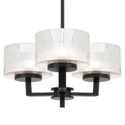 Moreno 3-Light Iron & Ribbed Glass Pendant Light