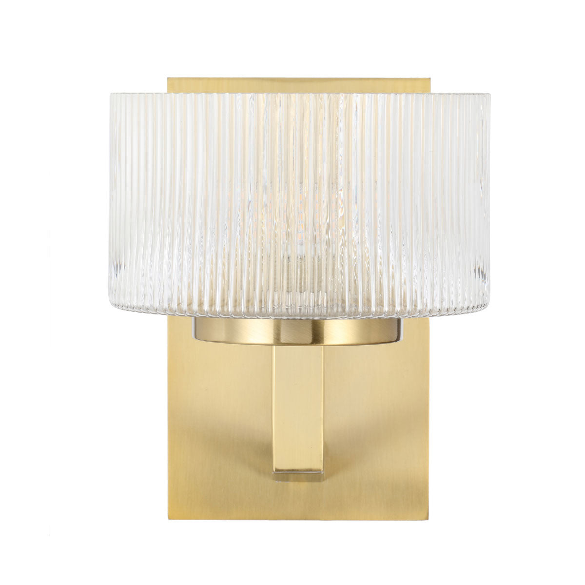 Moreno Iron & Ribbed Glass Round Wall Light