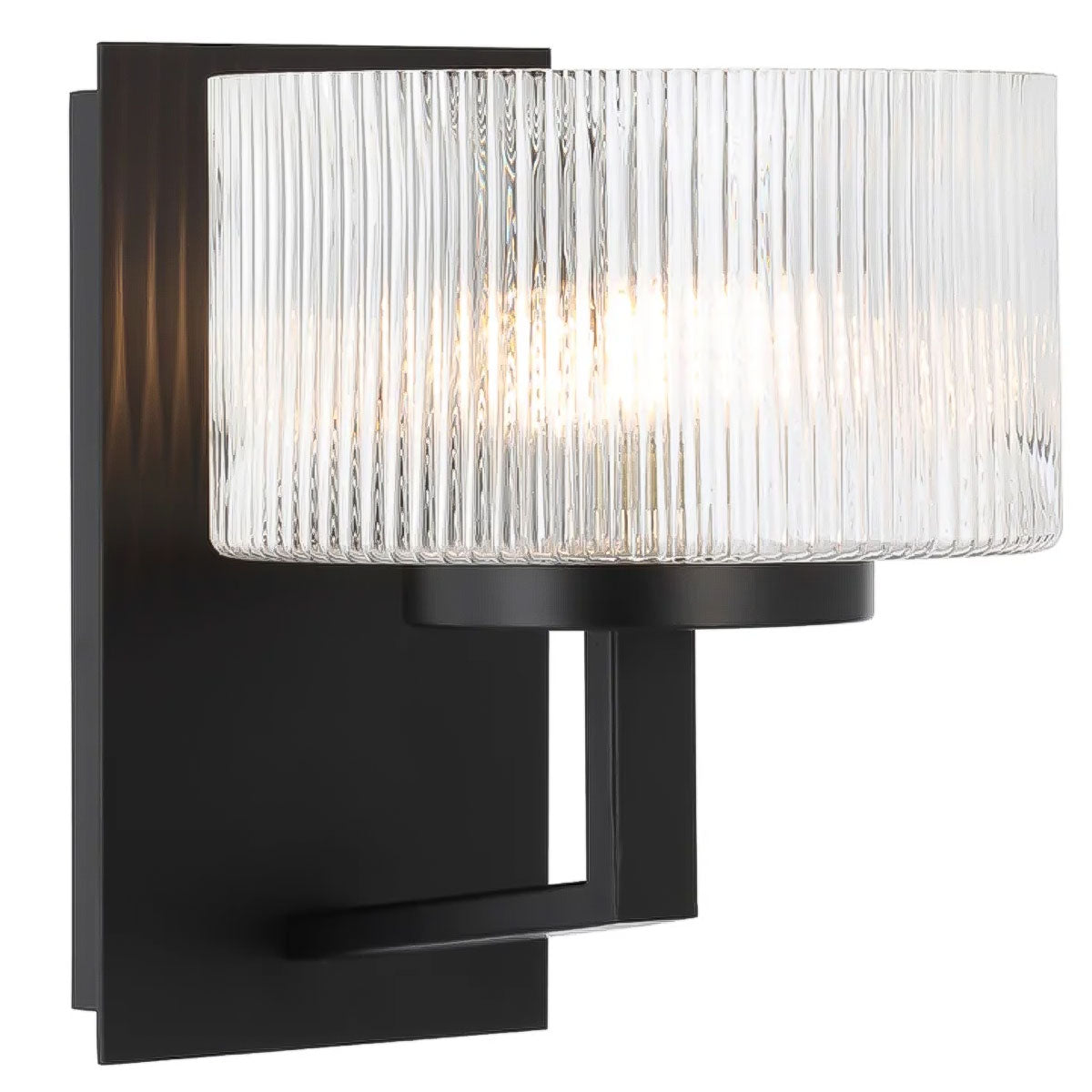 Moreno Iron & Ribbed Glass Round Wall Light