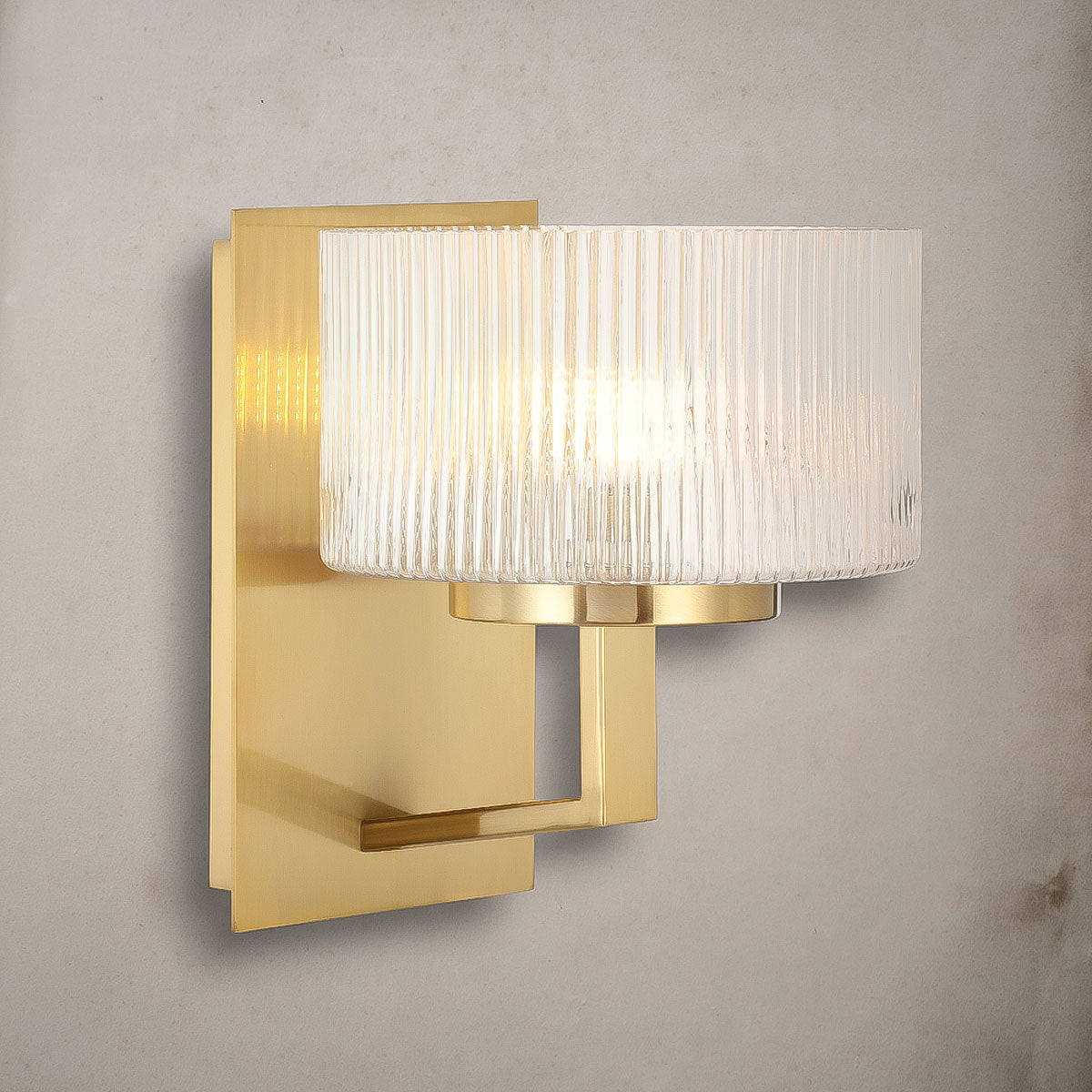 Moreno Iron & Ribbed Glass Round Wall Light