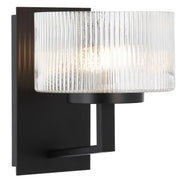 Moreno Iron & Ribbed Glass Round Wall Light