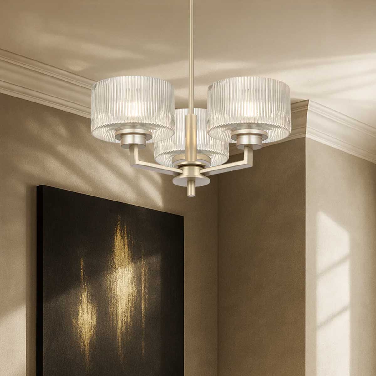 Moreno II 3-Light Pendant with Ribbed Glass