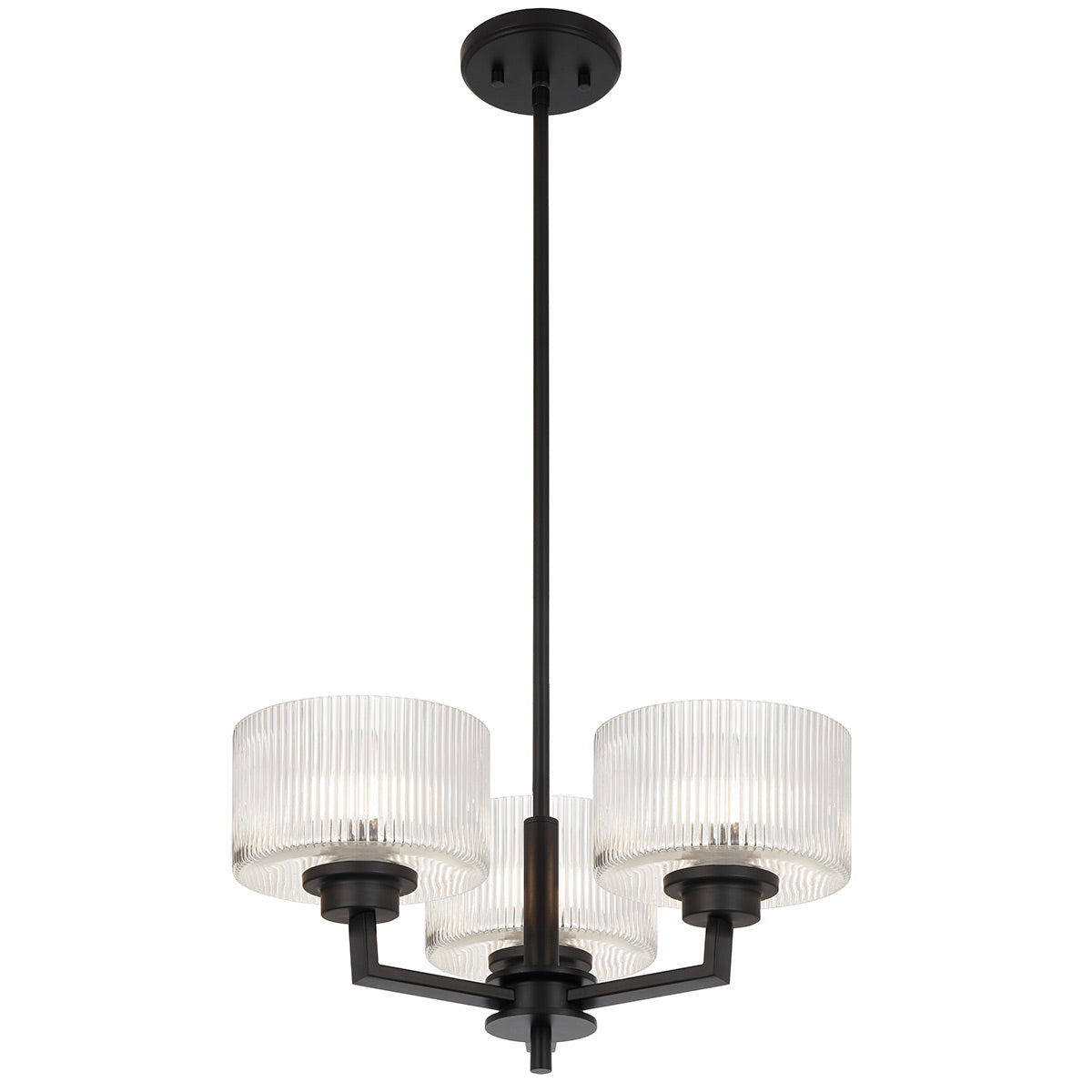 Moreno II 3-Light Pendant with Ribbed Glass
