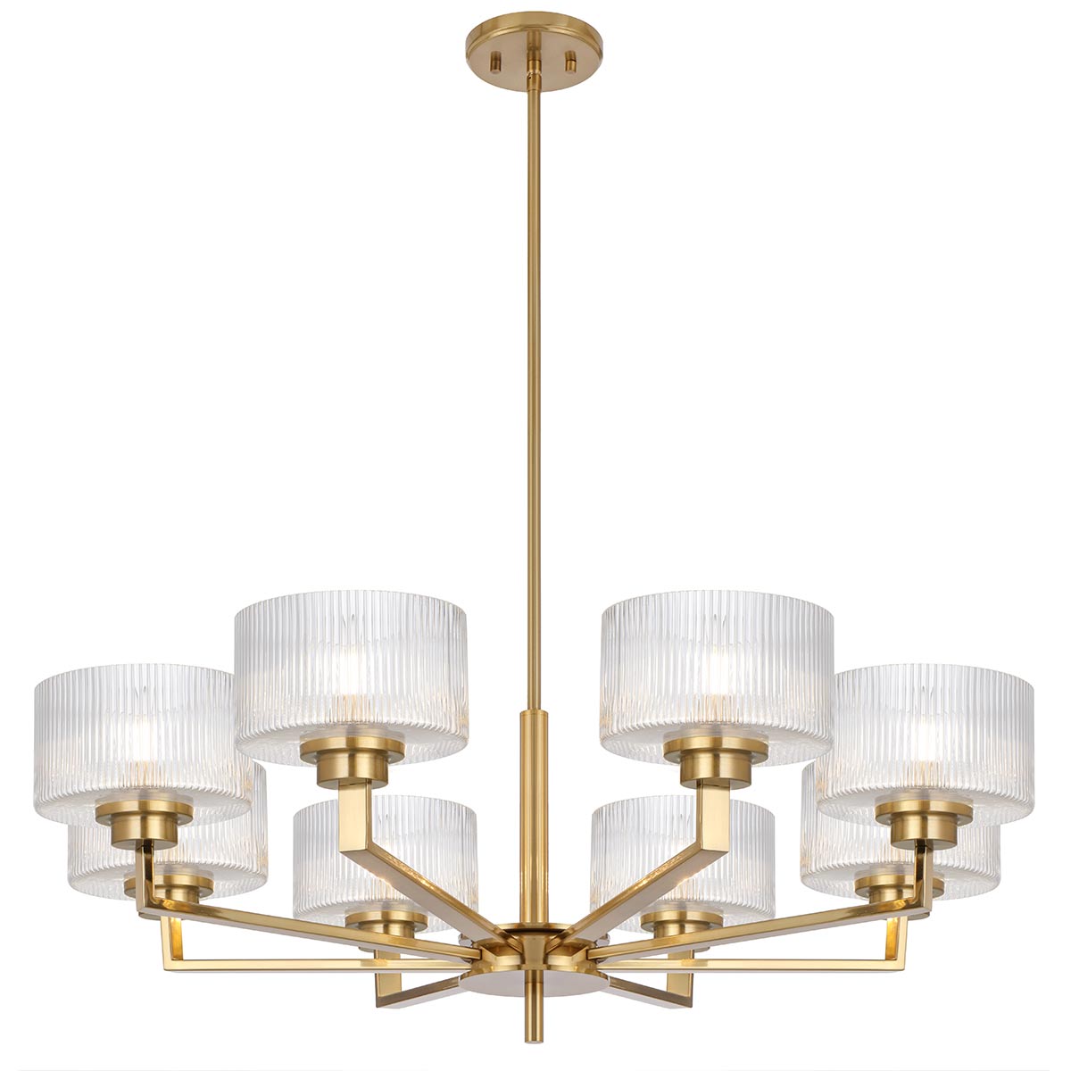 Moreno II 8 Light Pendant - Ribbed Glass Design