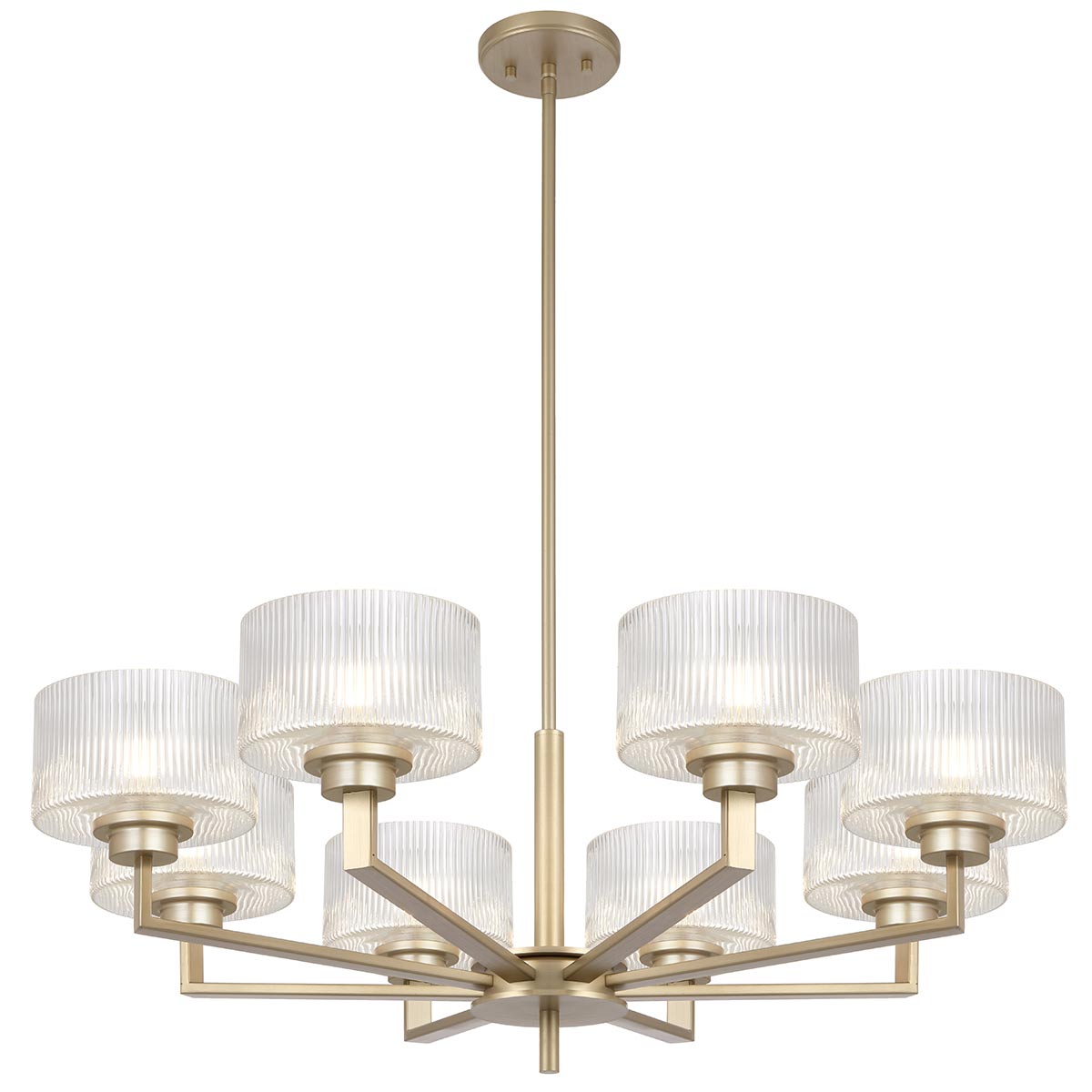 Moreno II 8 Light Pendant - Ribbed Glass Design