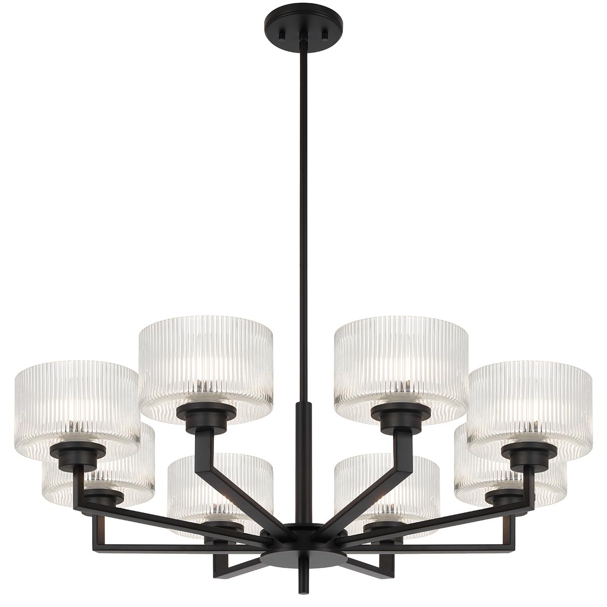 Moreno II 8 Light Pendant - Ribbed Glass Design