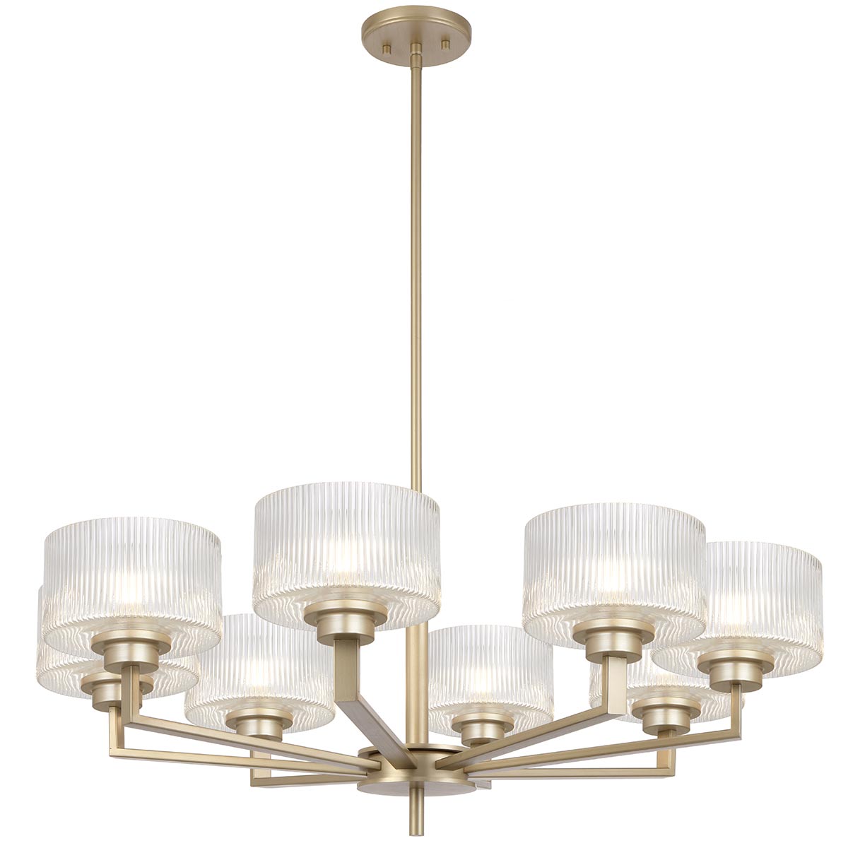 Moreno II 8 Light Pendant - Ribbed Glass Design