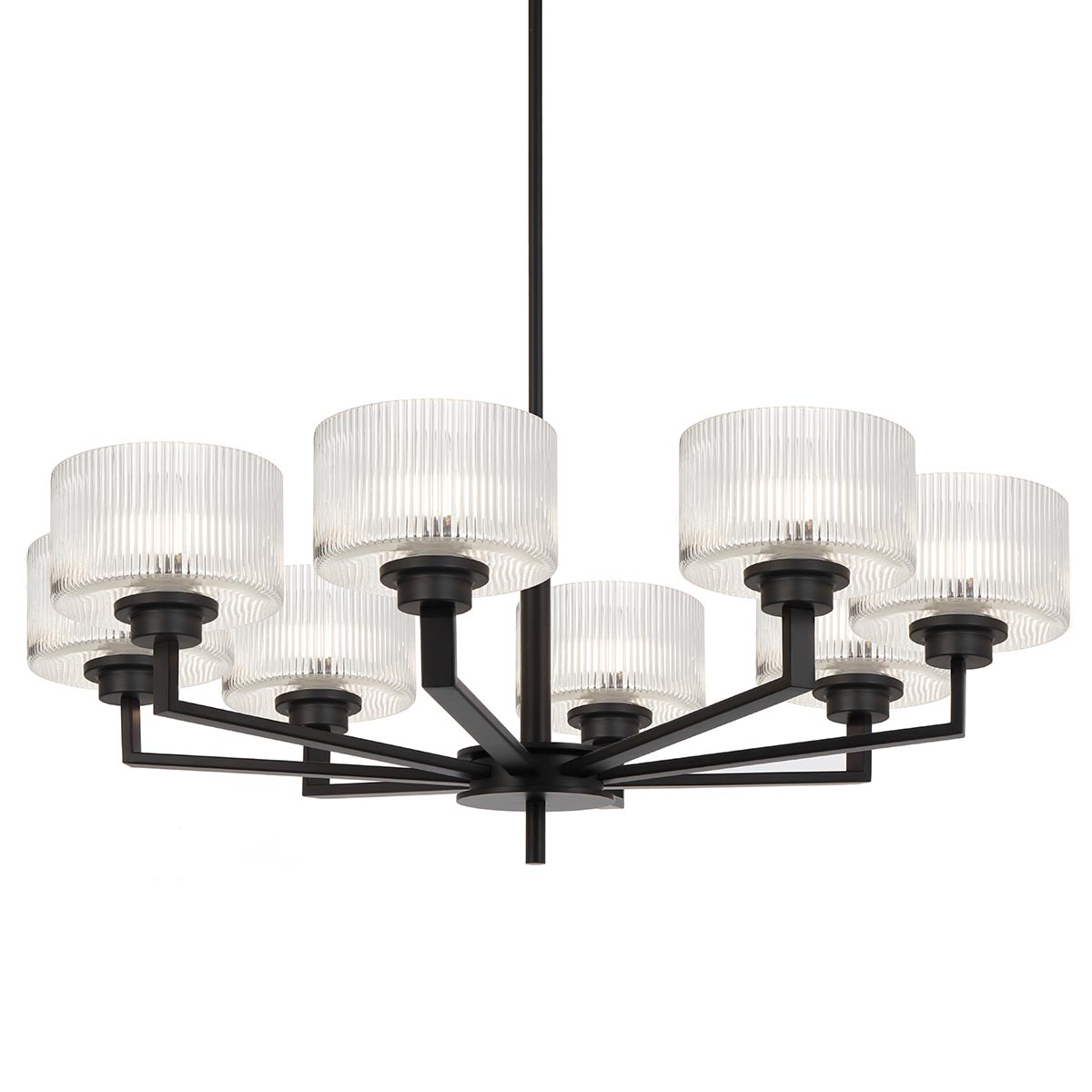 Moreno II 8 Light Pendant - Ribbed Glass Design