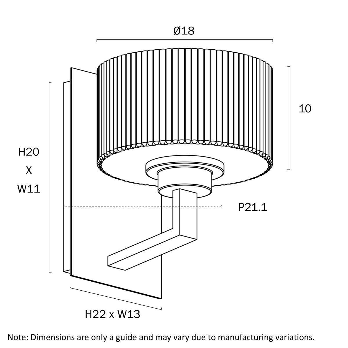 Moreno II Wall Light with Ribbed Glass - Stylish Design