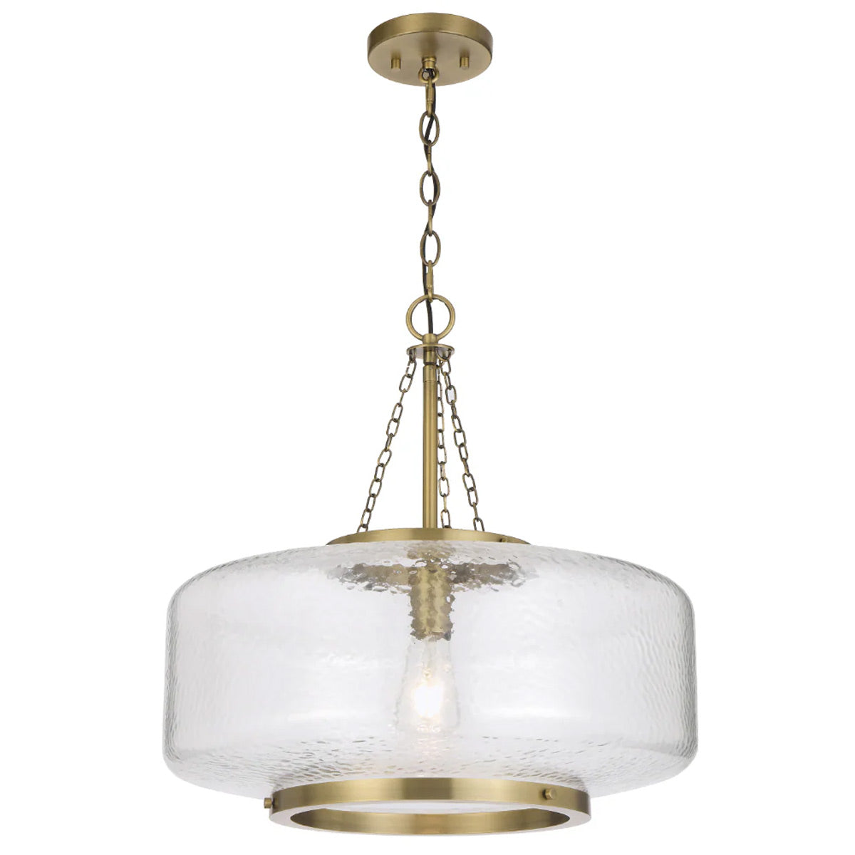 Mornet Wide Textured Drum Glass Pendant Light