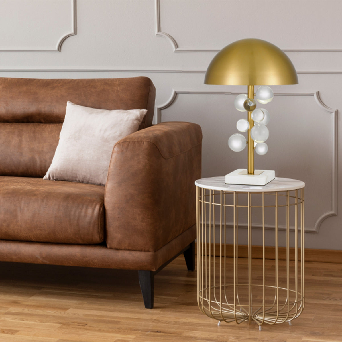 Narvik Table Lamp with Marble Base & Dome Shade