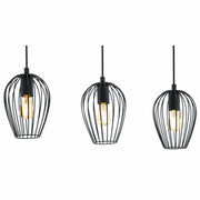 Newtown 3 Light Industrial Pendant with Wire Cage