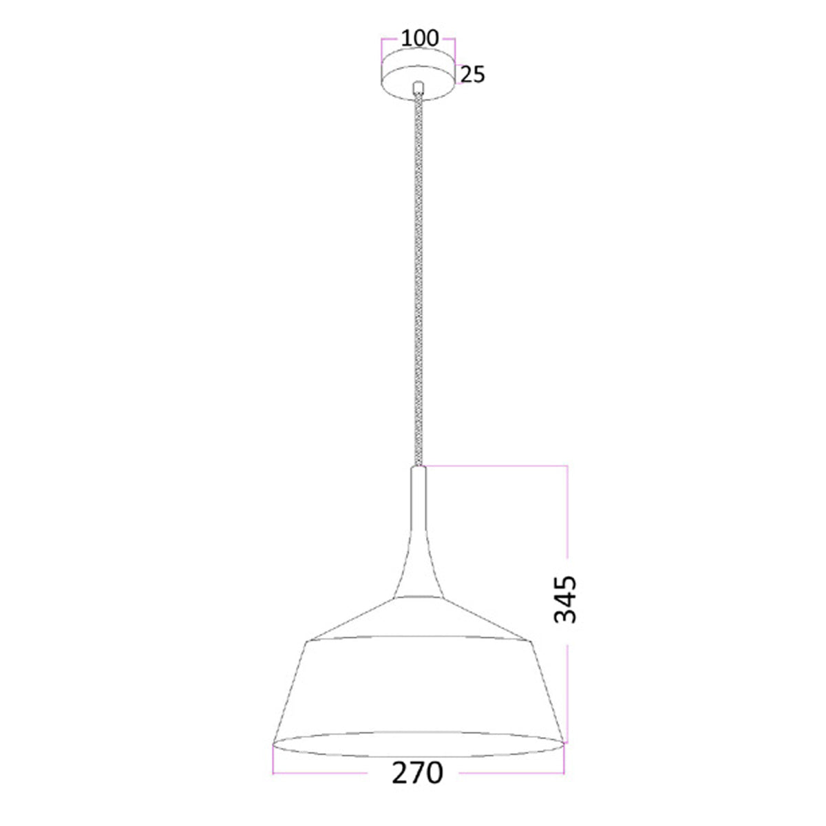 Nordic Metal & Oak 270mm Small Pendant Light