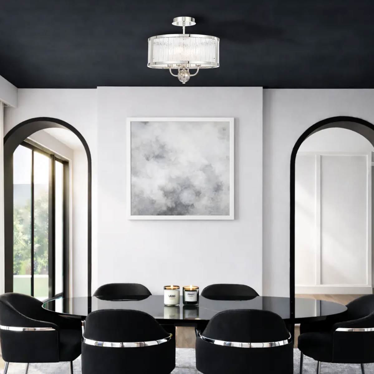 Norel Drum Shaped Pendant Light with Adjustable Rods